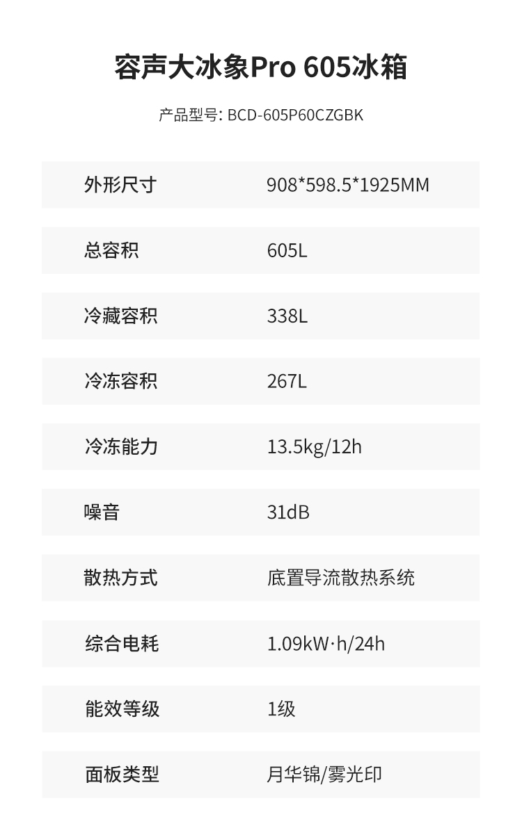 容声大冰象Pro 605冰箱